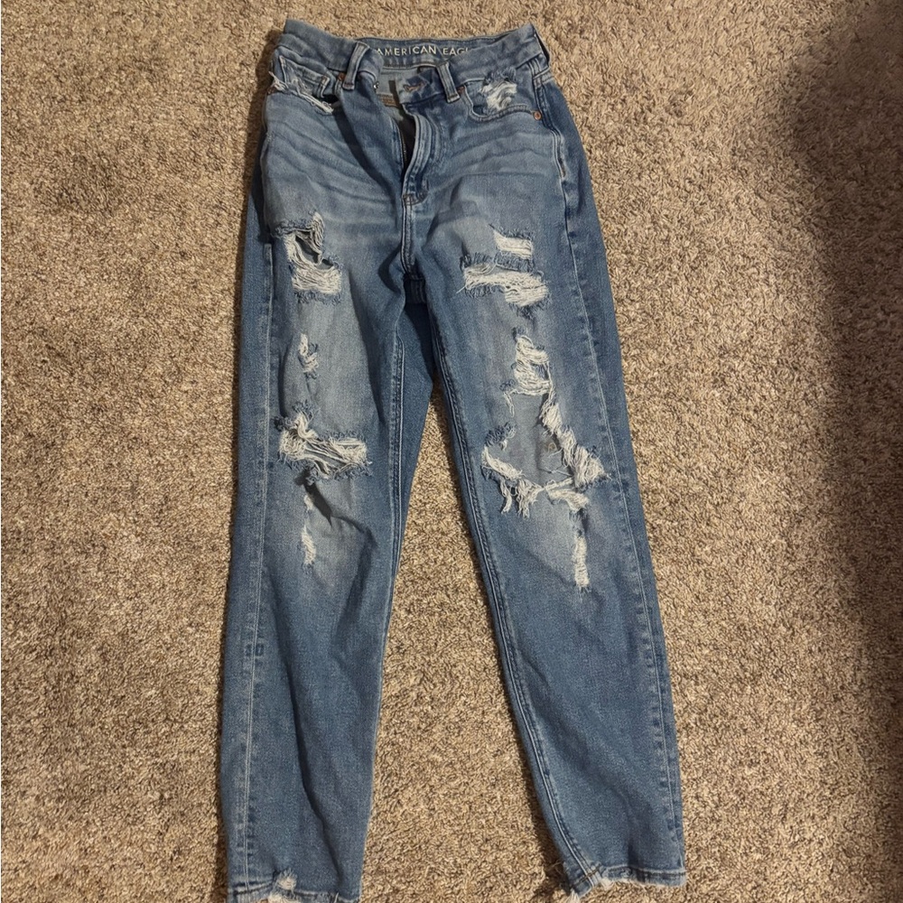 Altar'd State Ripped Blue Straight Leg Jeans